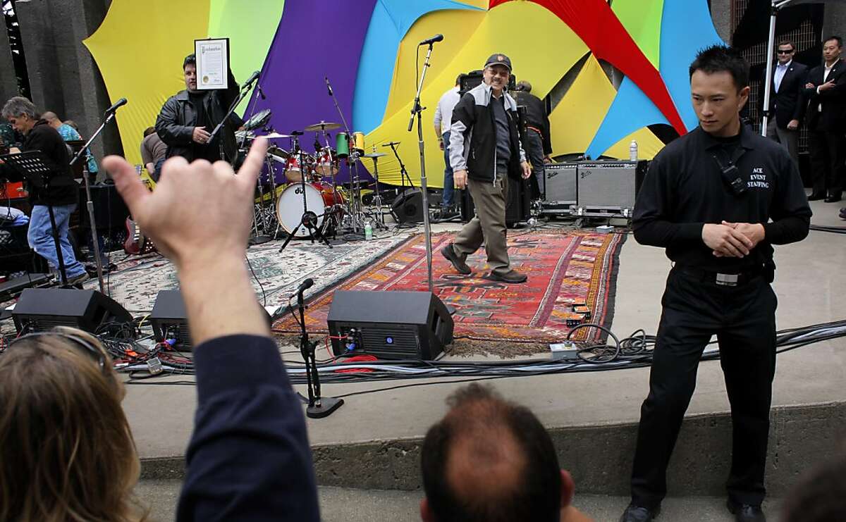The crowd gestures to Mayor Ed Lee as he walks off the stage after commemorate Jerry Garcia , Sunday August 7, 2011, during the annual Jerry Garcia Day celebration at McLaren Park, in San Francisco, Calif. San Francisco started celebrating Jerry Garcia Day 6 years ago and had he survived he would have been 69 years old on August 1.