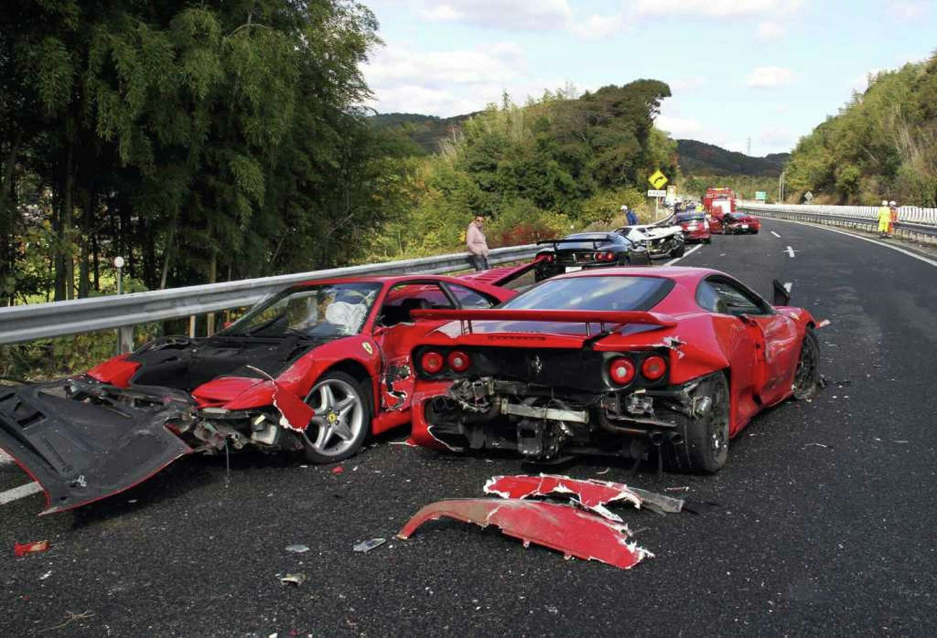 Traffic accident wrecks a dozen luxury cars in Japan