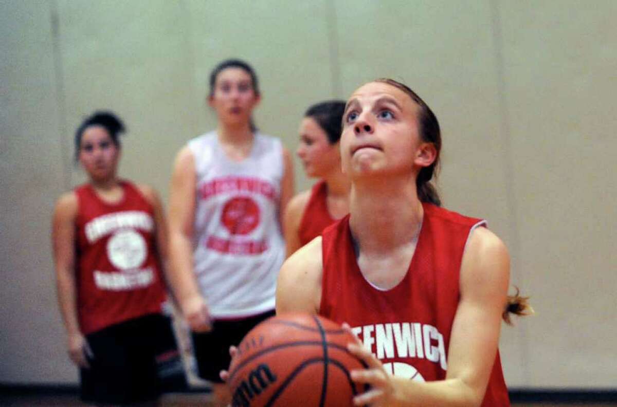 Amanda Onofrio, co-captain, in a practice at Greenwich High girls basketball Monday, Dec. 5, 2011.