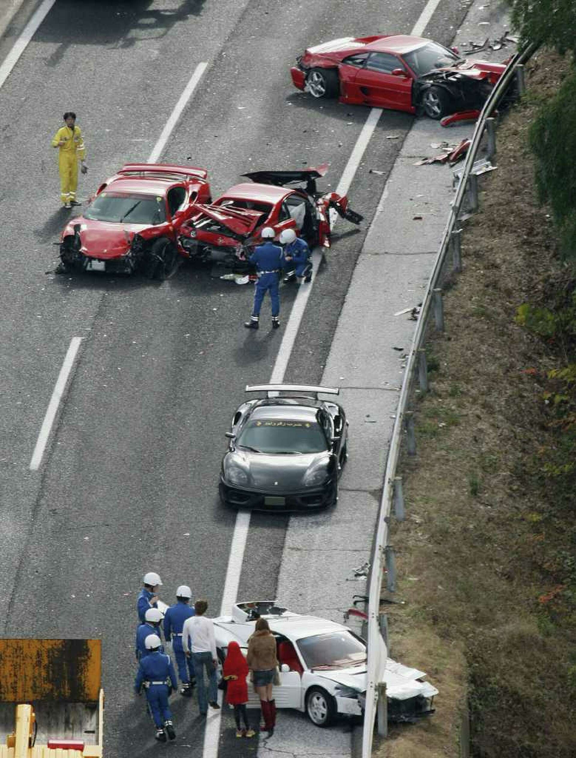 Traffic accident wrecks a dozen luxury cars in Japan