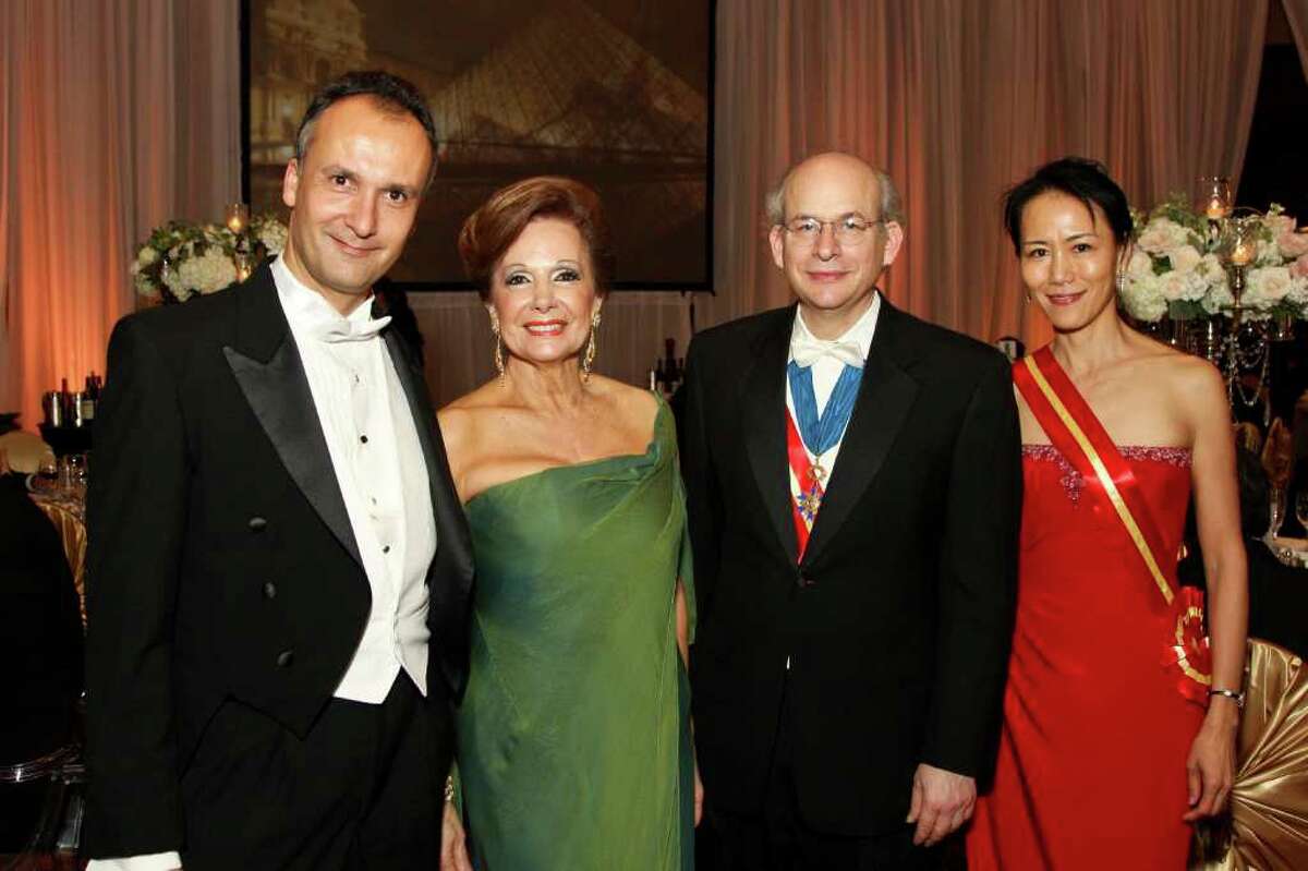 French Consular General Frederic Bartems, from left, Philamena Baird, David Leebron and Y. Ping Sun