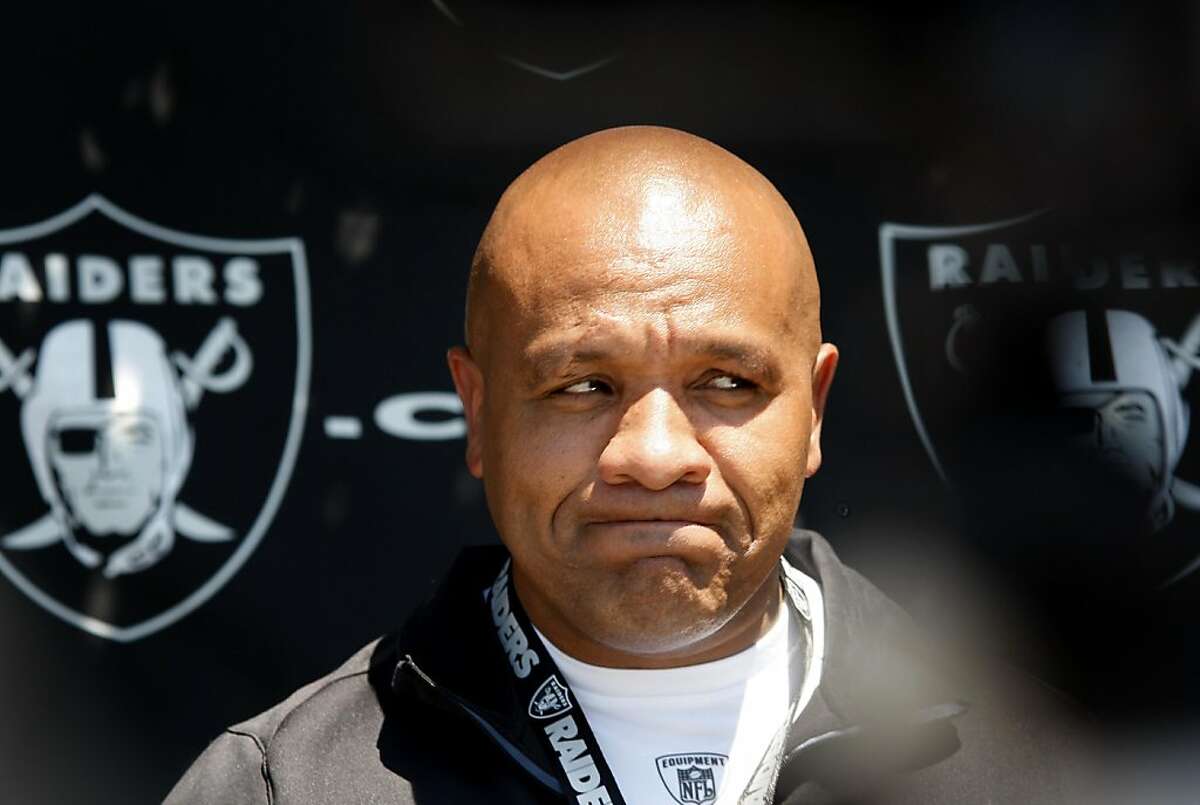 Raiders' Hue Jackson addresses media in Napa