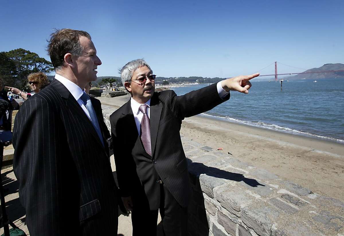 Mayor Ed Lee (right) and Prime Minister John Key talked about the America's Cup near the St. Francis Yacht Club. San Francisco Mayor Ed Lee welcomed the Prime Minister of New Zealand to San Francisco Wednesday July 20, 2011. The two discussed the recent earthquakes in New Zealand and America's Cup.