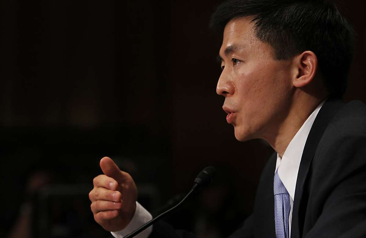 California law professor Goodwin Liu, testifies on Capitol Hill in Washington, Friday, April 16, 2010, before the Senate Judiciary Committee hearing on his nomination to be US Circuit Judge for the Ninth Circuit. (AP Photo/Charles Dharapak)