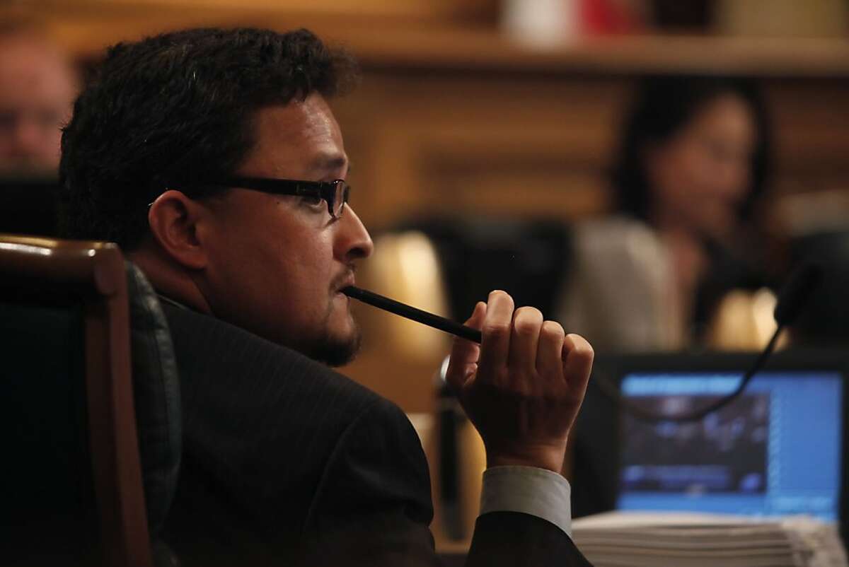Supervisor David Campos listens to a speaker during the San Francisco Board of Supervisors meeting at City Hall in San Francisco, Calif. on Tuesday May 4, 2010.