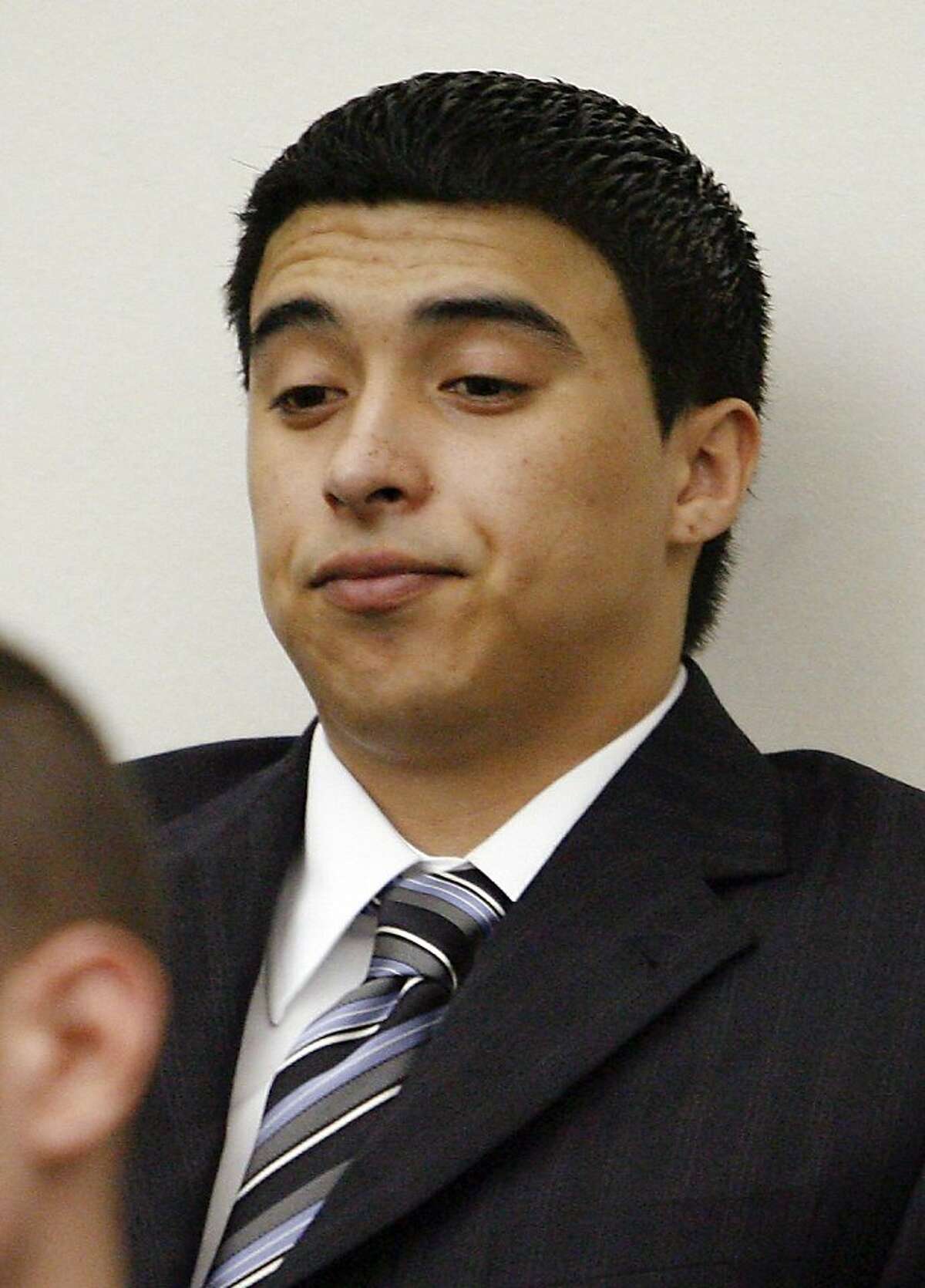 FILE - In this March 18, 2009 file photo, Esteban Nunez, son of former California Assembly speaker Fabian Nunez, is seen during a preliminary hearing on murder charges in Superior Court in San Diego. Saying that he thought the 16-year prison sentence Nunez was serving was "excessive," Gov. Arnold Schwarzenegger on Sunday, Jan. 2, 2011 reduced his sentence from 16 years to 7 years. The move comes just hours before Schwarzenegger leaves office.