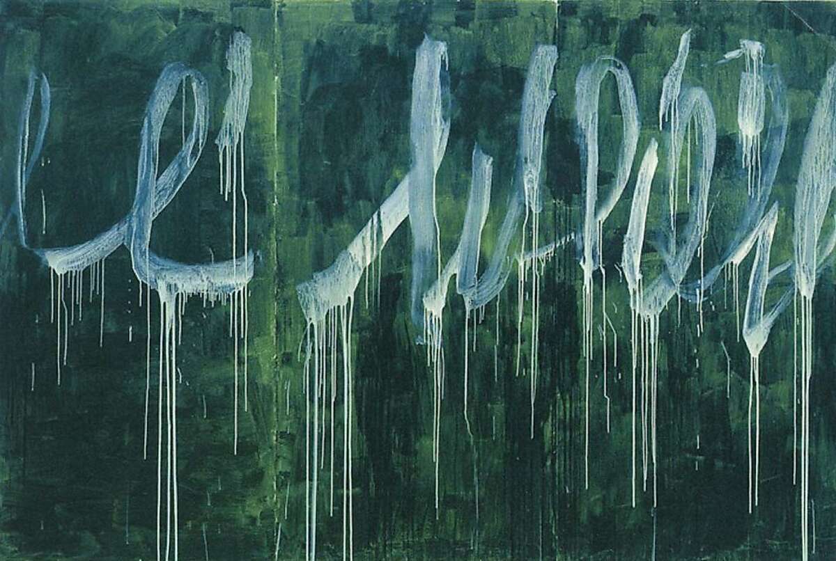 "Note 1 (from Three Notes for Salalah)" (2005-07) acrylic on wood by Cy Twombly (Doris and Donald Fisher Collection) 96" x 144"