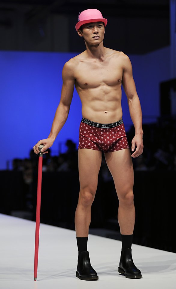 Underwear models, superheroes at Men's Fashion Week