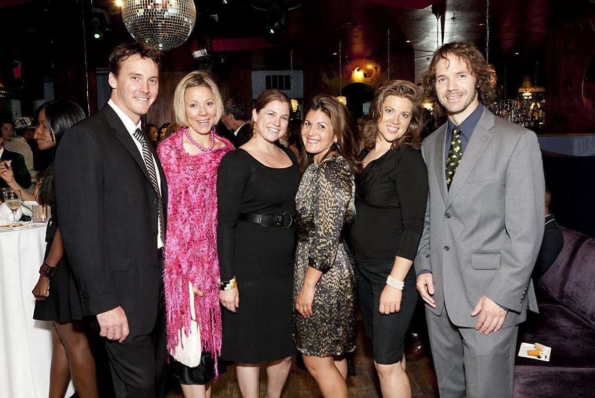 From left: Christopher Swanner, Tara Thies, Amy Guittard, Abby Orellana, Sadie Avery, Michael Burles at the Light Up The Night benefit with Adrian Grenier at Roe.