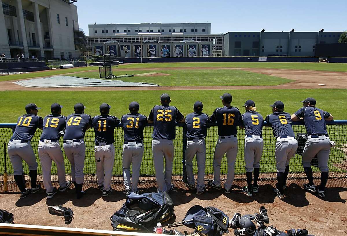 Cal Bears baseball players wait for a workout to start in the dugout at Evans Diamond in Berkeley, Calif. on Tuesday, June 14, 2011, in preparation for their College World Series appearance.