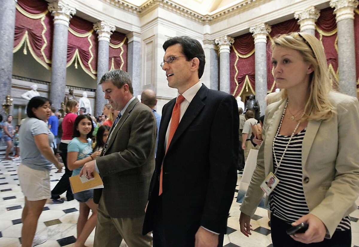 House Majority Leader Eric Cantor of Virginia leaves the House floor on Capitol in Washington, Friday, June 24, 2011, after a final vote over funding for U.S. military action in Libya.