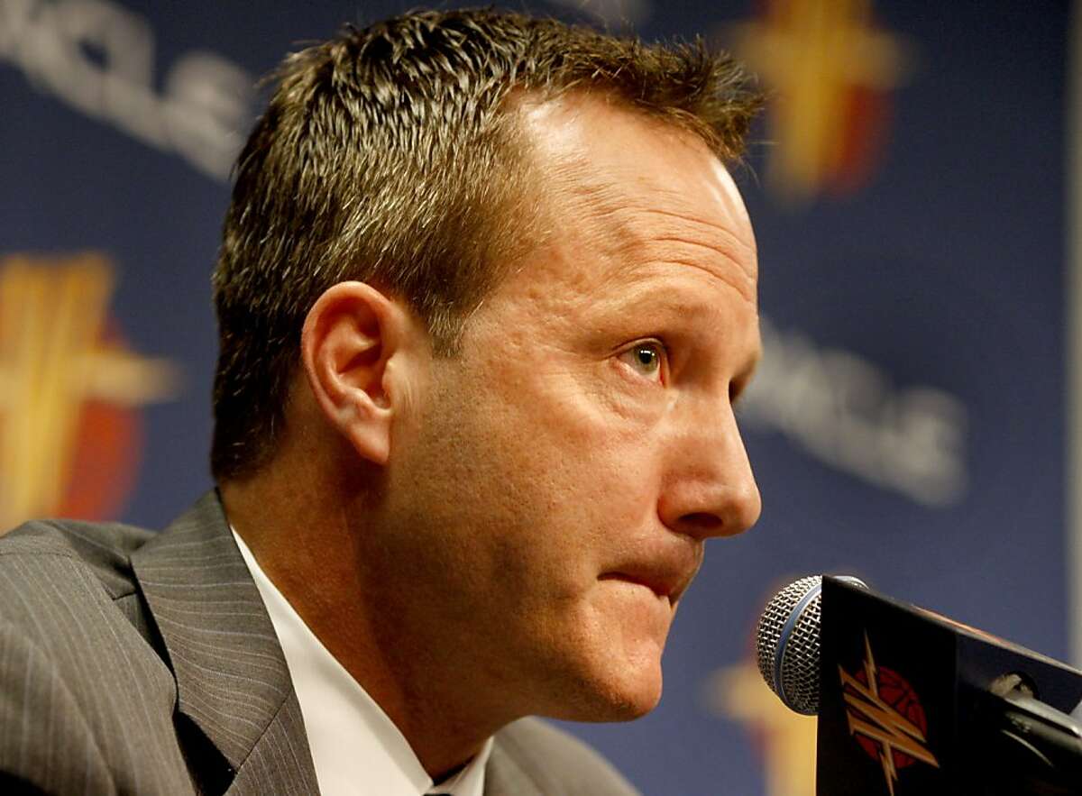 Robert Rowell listened to a question about the Warriors losing season. Warriors president Robert Rowell introduced new General Manager Larry Riley at a press conference Tuesday May 12, 2009 at Oracle Arena.