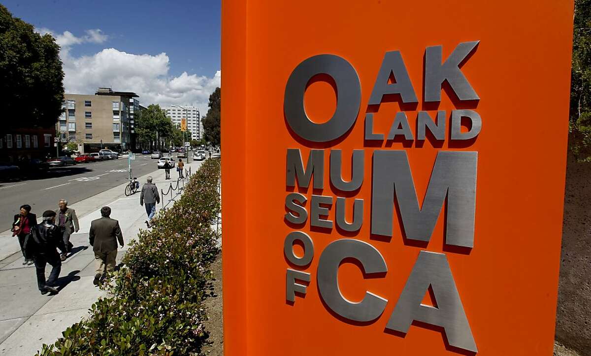 A larger sign on the corner of Oak and 10th Streets marks the newly restored Oakland Museum of California.