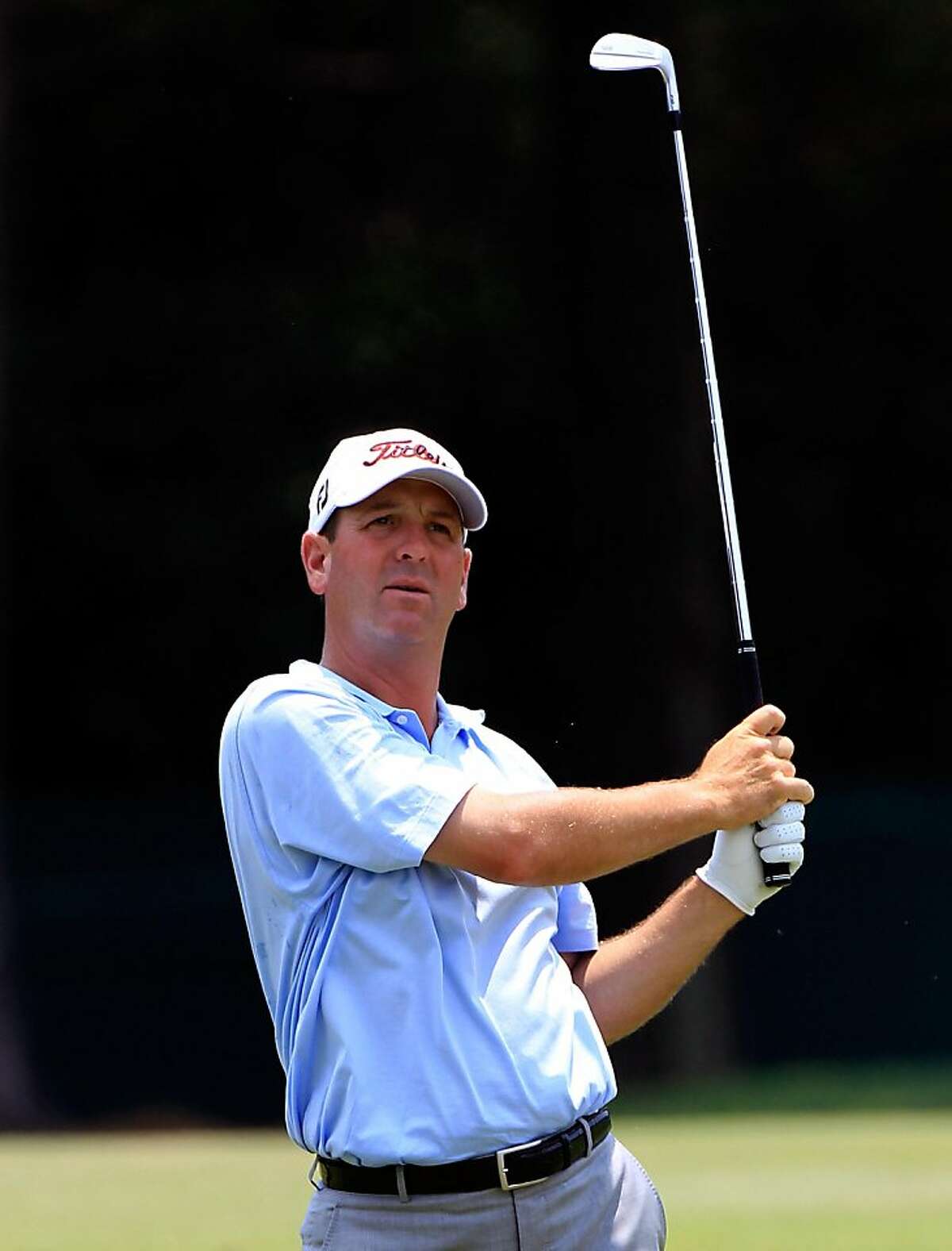 Harrison Frazar hits a shot on the 6th hole during the third round of the FedEx St. Jude Classic at TPC Southwind on June 11, 2011 in Memphis, Tennessee.