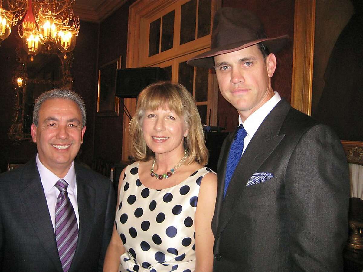 City Librarian Louis Herrera (left) with Friends of the Library Executive Director Donna Bero and author Robert Mailer Anderson at the Gettys. May 2011. By Catherine Bigelow.