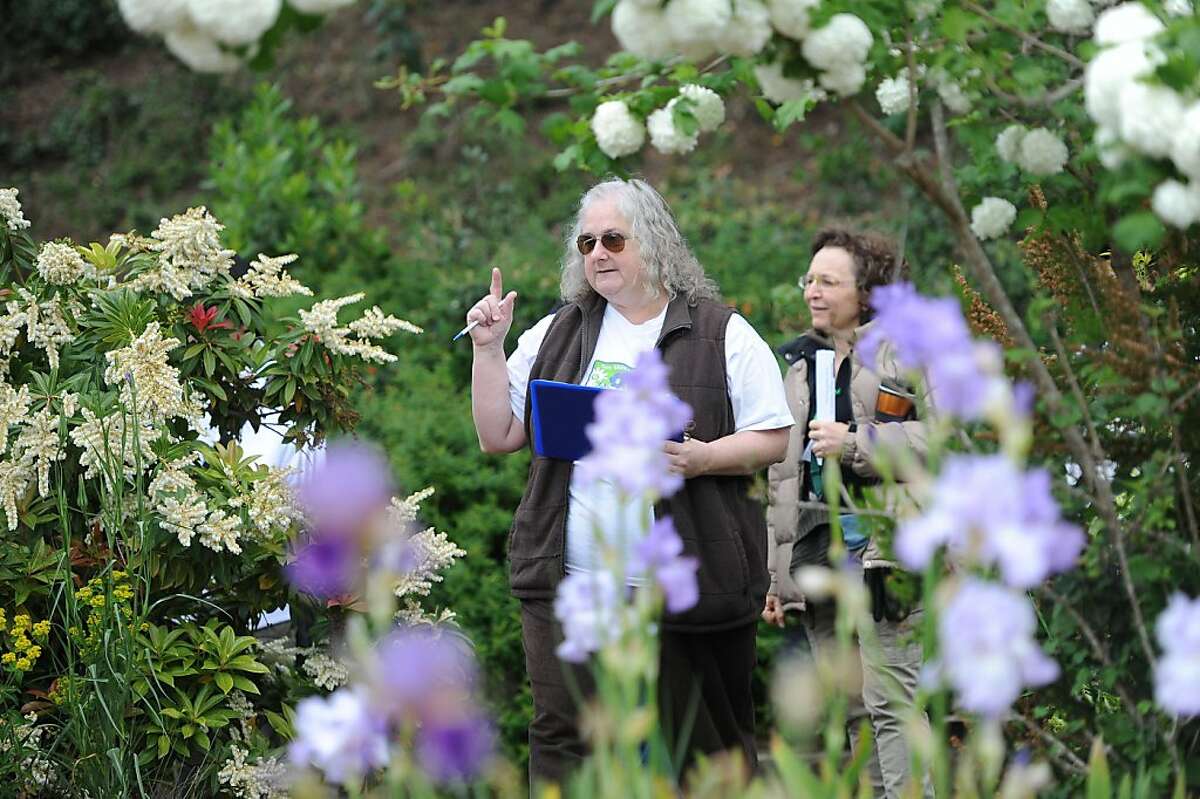 Instructor Lin Bowie leads a tour at the Horticulture Department Gardens in San Mateo, CA. on Wednesday, May 11, 2011. Against the wishes of students and faculty, the college plans to rip up hundreds of rare plants, including a Dawn Redwood, to put in a parking lot.