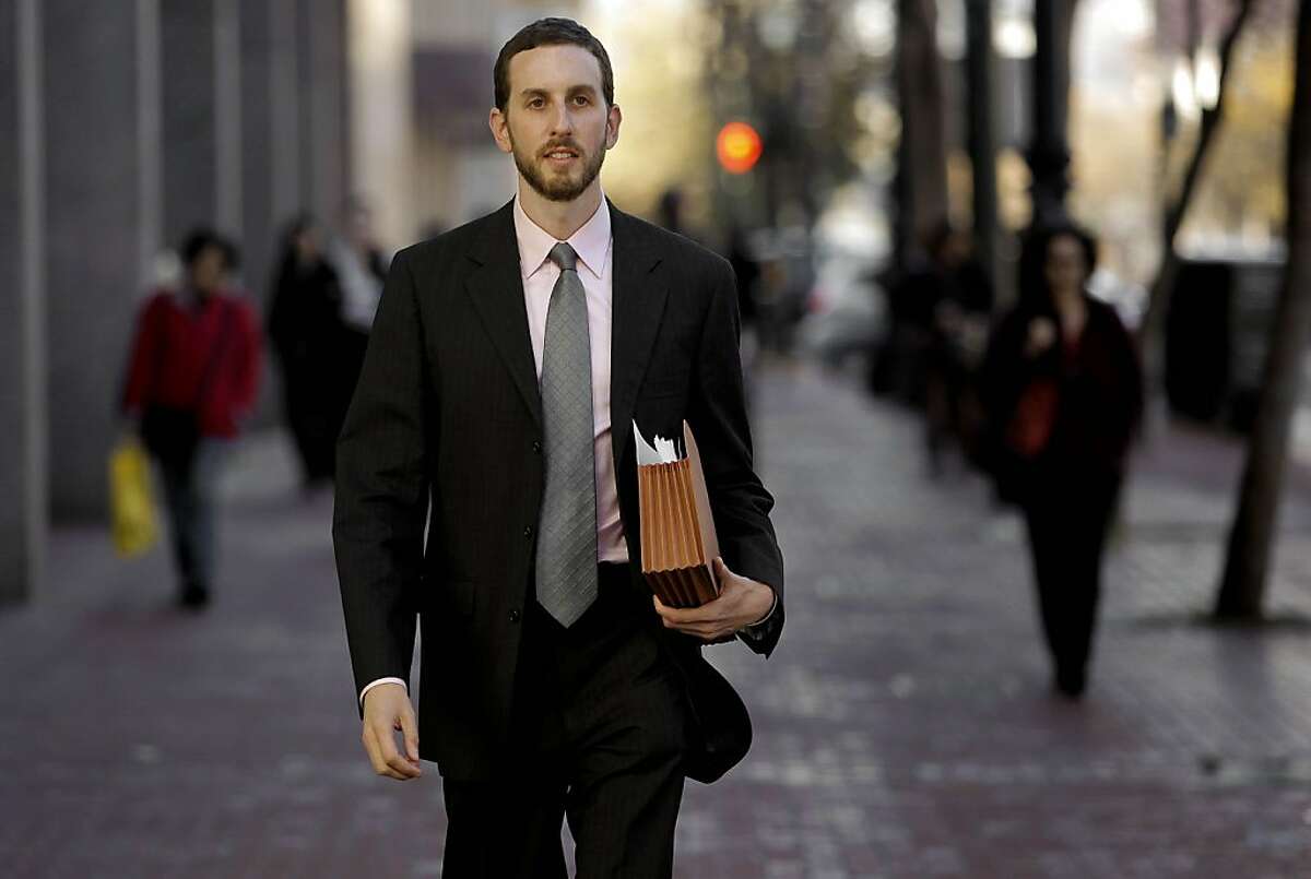 Newly elected San Francisco supervisor Scott Wiener, of District 8, on Tuesday Dec. 7, 2010, walking down Market Street.