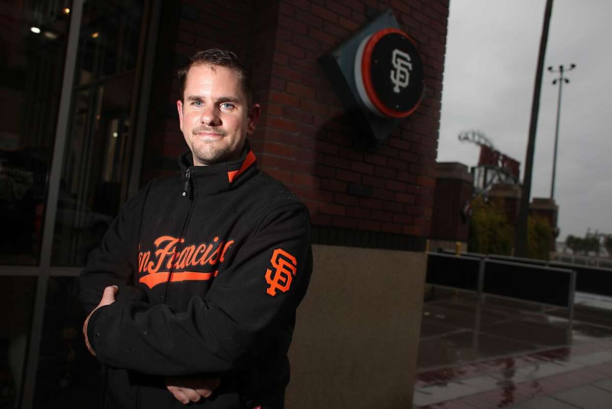 Sean Chapin of San Francisco who started an online petition to get the Giants to produce an "It Gets Better" video aimed at gay/lesbian/transgender youth, is seen at AT&T Park in San Francisco, Calif., Monday, May 16, 2011. The team has agreed and the Giants will be the first pro sports team to make one of the videos.