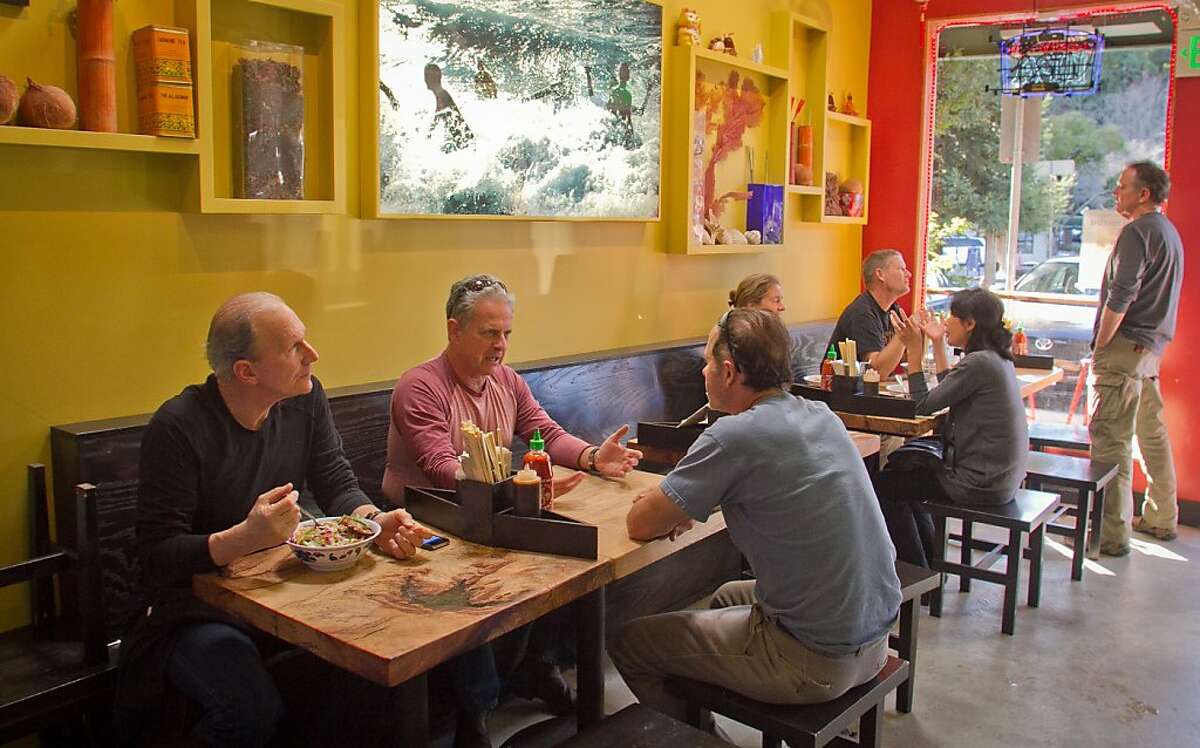 Diners enjoy lunch at Boo Koo Asian Street Food in Mill Valley, Calif., on Friday, December 2nd, 2011.