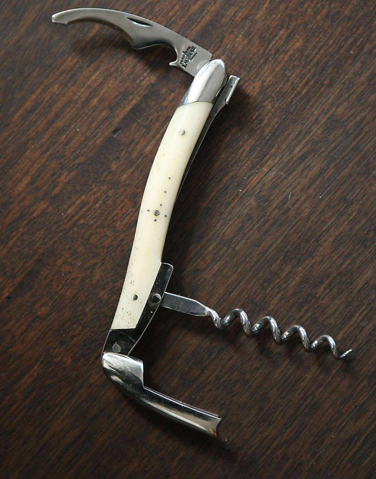 One of chef Daniel Patterson's favorite things, a Forge de Laguiole corkscrew at home in Oakland, Calif., on Thursday, April 21, 2011.