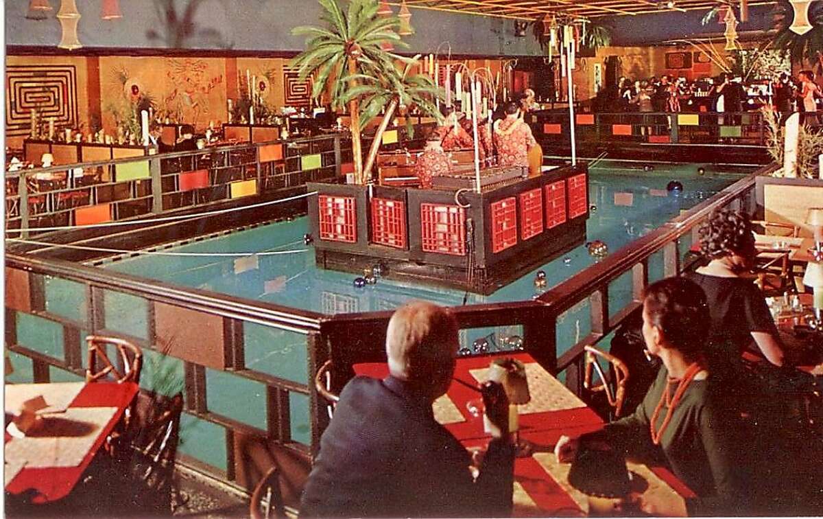 This is how the Tonga Room looked in a 1950s postcard. Now it's a tiki enclave -- so much so that one preservation consultant wants it declared a historic landmark.