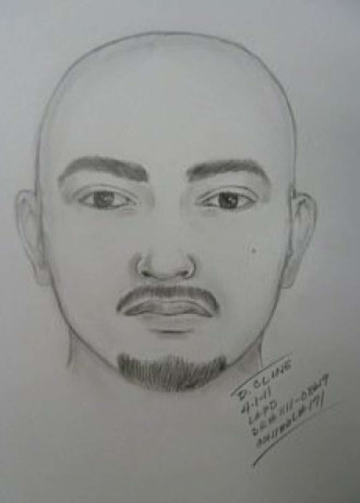 This artist sketch provided by the Los Angeles Police Department shows one of two suspects wanted in the attack on the Giants fan at Dodger Stadium that took place during the longtime rival team's game Thursday, March 31, 2011. The attack left the victim in critical but stable condition as authorities asked any possible witnesses Friday for help in identifying the assailants.