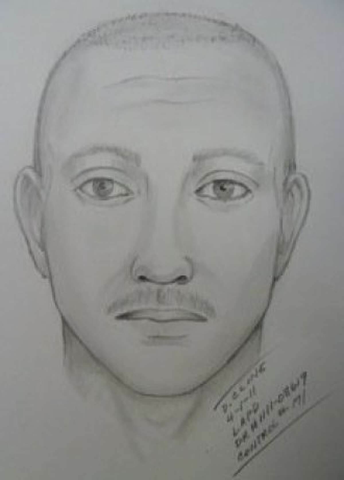 This artist sketch provided by the Los Angeles Police Department shows one of two suspects wanted in the attack on the Giants fan at Dodger Stadium that took place during the longtime rival team's game Thursday March 31, 2011. The attack left the victim in critical but stable condition as authorities asked any possible witnesses Friday for help in identifying the assailants.