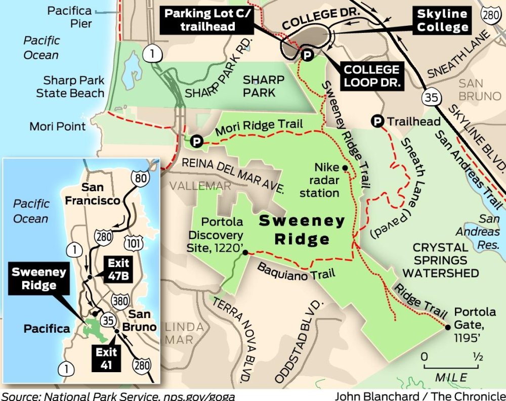Sweeney Ridge Trail Map Sweeney Ridge: Views From Pacific To Mount Diablo