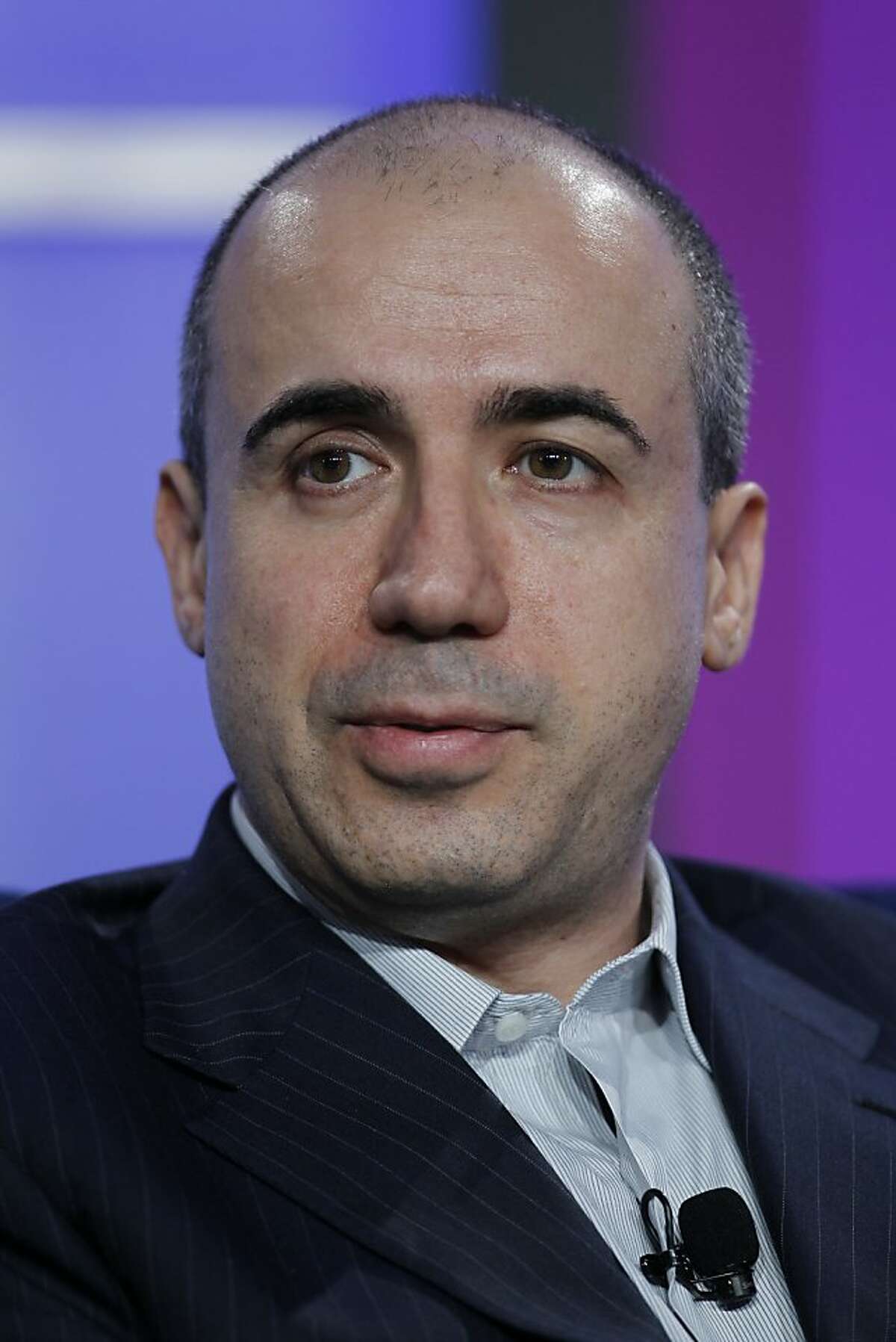FILE - Yuri Milner, CEO of Digital Sky Technologies, is seen in this Tuesday, Nov. 16, 2010 file photo speaking at the Web 2.0 Summit in San Francisco. Milner, a Russian billionaire investor, has purchased a 25,000-square-foot mansion in Silicon Valley for $100 million, one of the highest prices ever paid in the U.S. for a single-family home.
