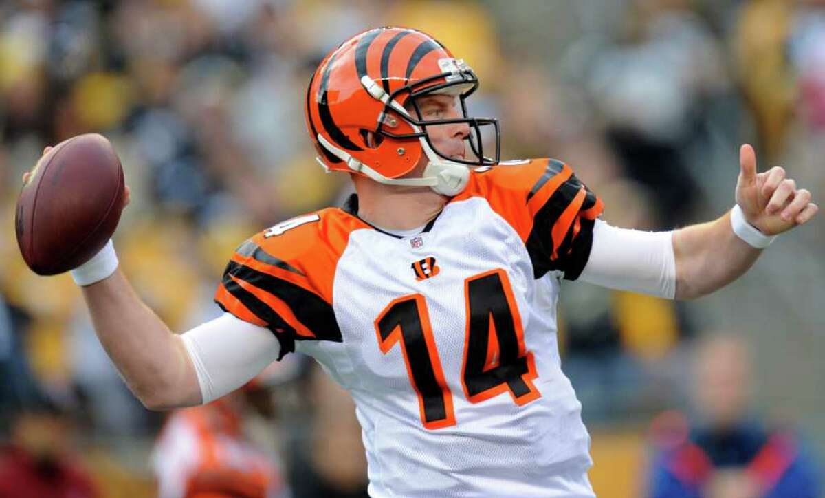 Cincinnati Bengal starting quarterback Andy Dalton watches the replay on  the scoreboard in the fourth quarter of the Pittsburgh Steelers 35-7 win at  Heinz Field in Pittsburgh Pennsylvania. The Bengals Dayton was