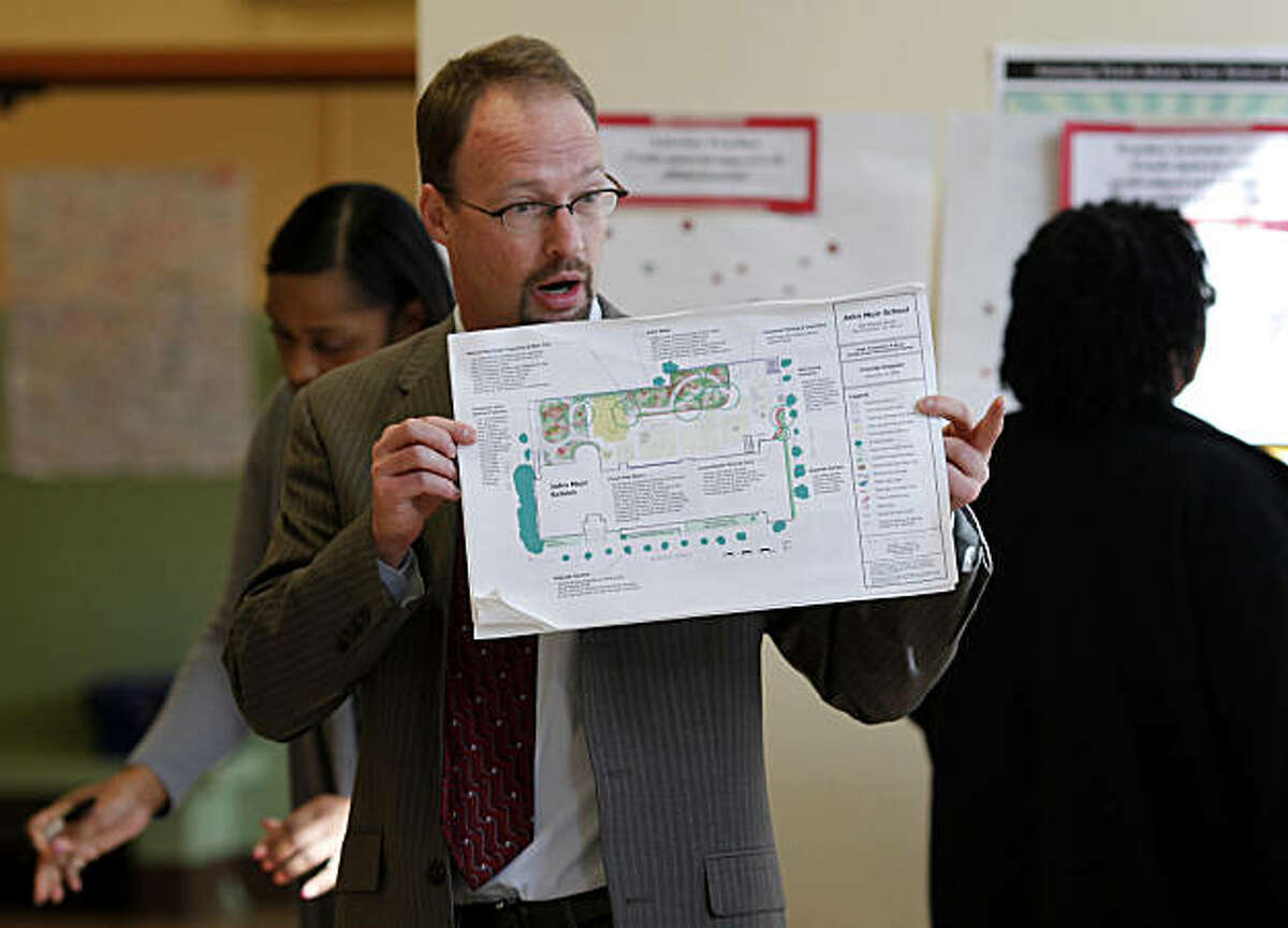Muir principal Christopher Rosenberg elicited suggestions on improvements to the playground Monday March 7, 2011. Parental involvement at John Muir Elementary School is a huge part of the effort to turn things around academically at the San Francisco, Calif. public school.