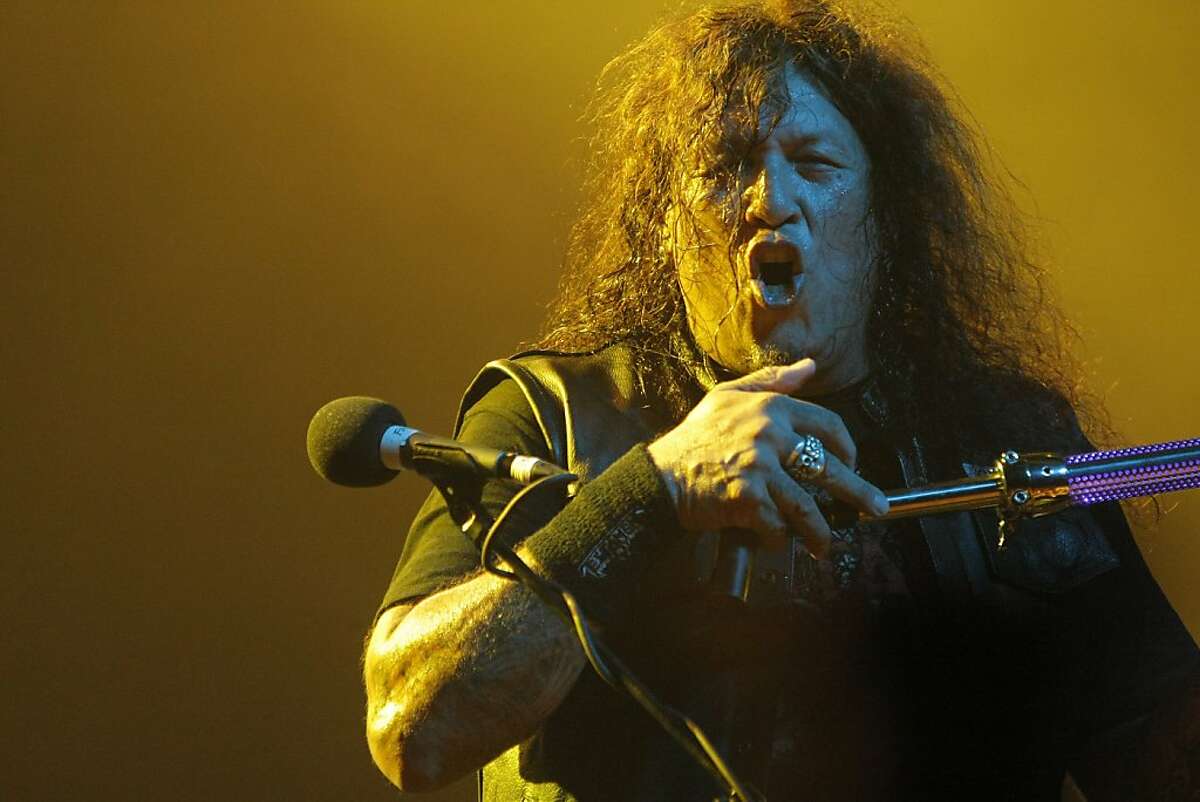 Chuck Billy of Testament performs at the Warfield Theater in San Francisco, Calif., on Sunday, Oct. 23, 2011.