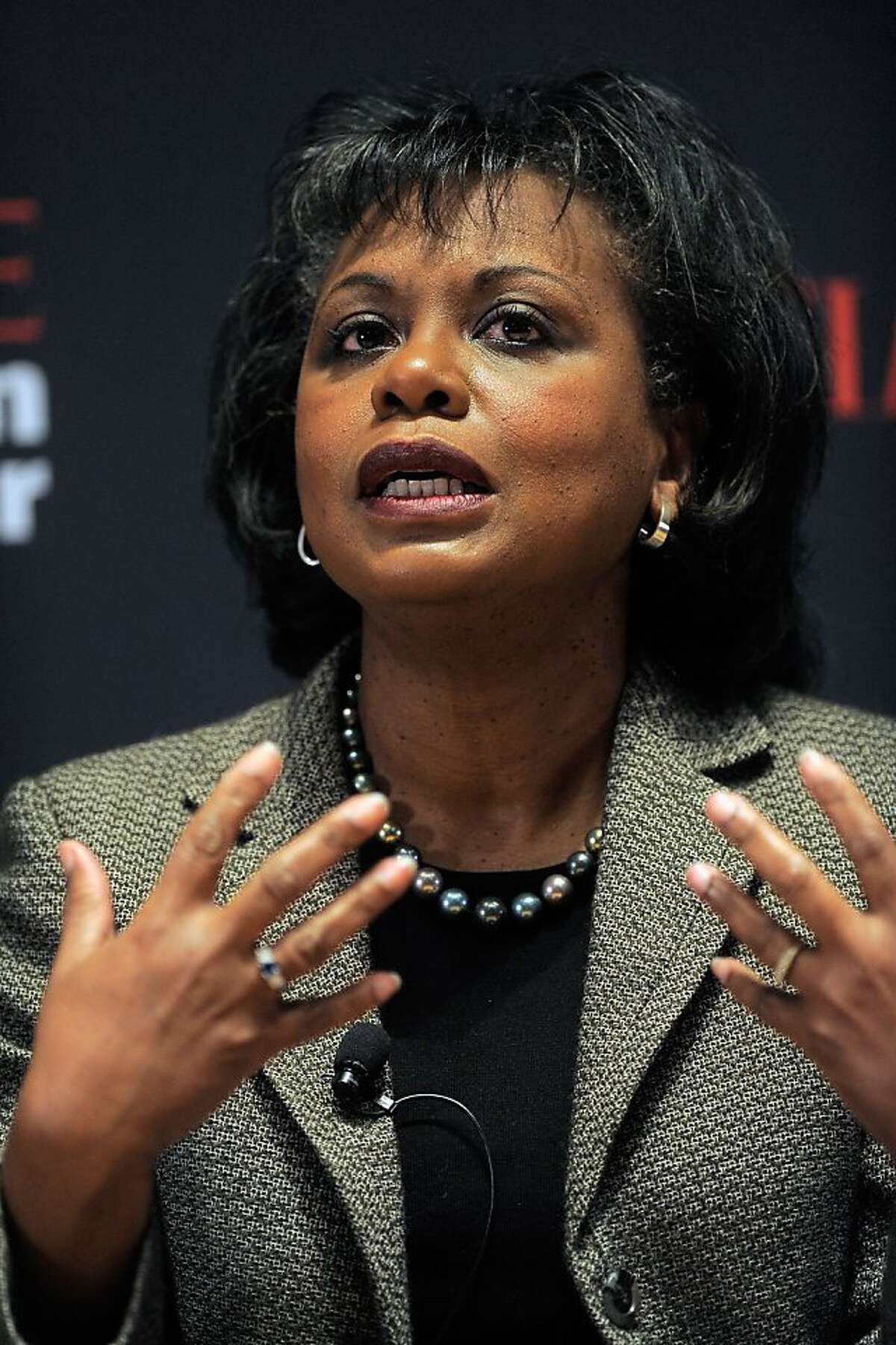 NEW YORK, NY - NOVEMBER 08: Professor Anita Hill speaks during the TIME Person of the Year panal discussion duing the TIME Person of the Year Lunch at Time Life Building on November 8, 2011 in New York City. NEW YORK, NY - NOVEMBER 08: Professor Anita Hill speaks during the TIME Person of the Year panal discussion duing the TIME Person of the Year Lunch at Time Life Building on November 8, 2011 in New York City. (Photo by Jemal Countess/Getty Images for Time)