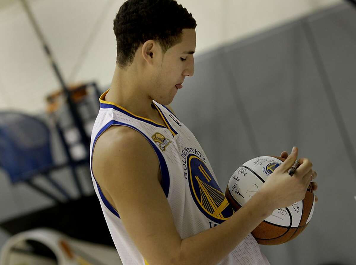 Rookie Klay Thompson signed some autographs as part of his day. The Golden State Warriors held their media day and a workout Monday December 12, 2011 at their downtown Oakland facility