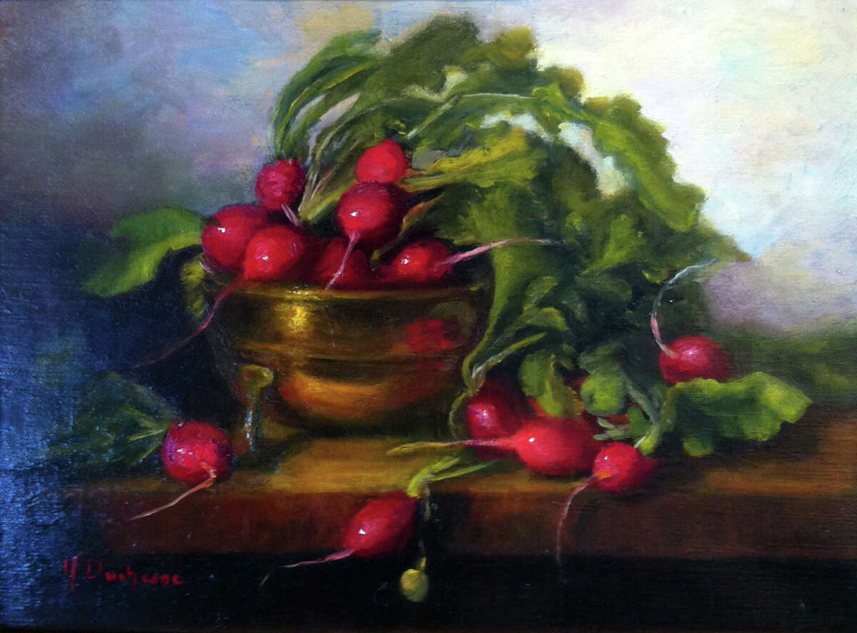WINDHAM FINE ARTS ?Lavish Radishes? by Mireille Duchesne (oil on canvas) is among the works in ?Beholden to Beauty? at Windham Fine Arts, Windham, Saturday through Jan. 9. There will be a reception 3-5 p.m. Saturday.