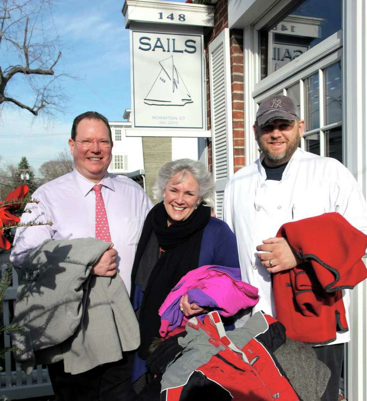 Terry McSpedon, general manager of SAILS; Ceci Maher, executive director of Person-to-Person of Darien; and Nathan Kramer, executive chef of SAILS.