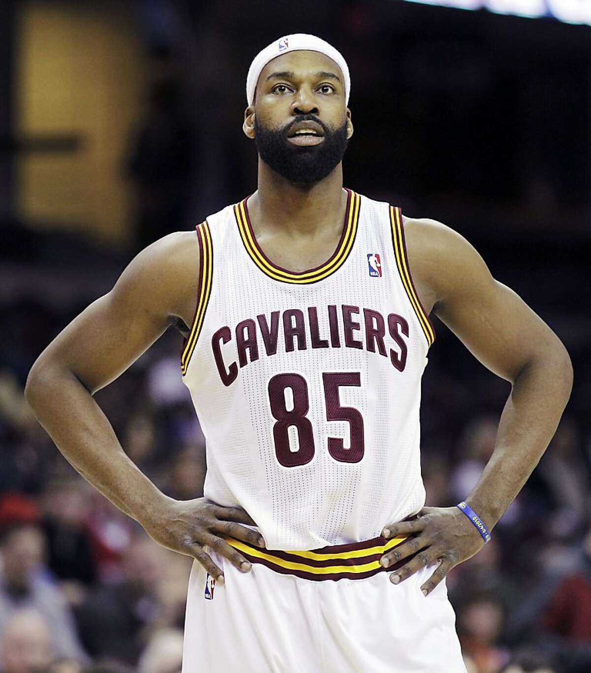 File - In this March 6, 2011, file photo, Cleveland Cavaliers guard Baron Davis looks on during an NBA basketball game against the New Orleans Hornets in Cleveland. The Cavaliers waived Davis using the NBA's new amnesty clause, Wednesday, Dec. 14, 2011, in a move that knocks the $28 million he is owed over the next two seasons off the salary cap. The Cavaliers will have to pay Davis, but they'll have more flexibility going forward as they try to improve a team that won just 19 games last season. (AP Photo/Amy Sancetta, File)