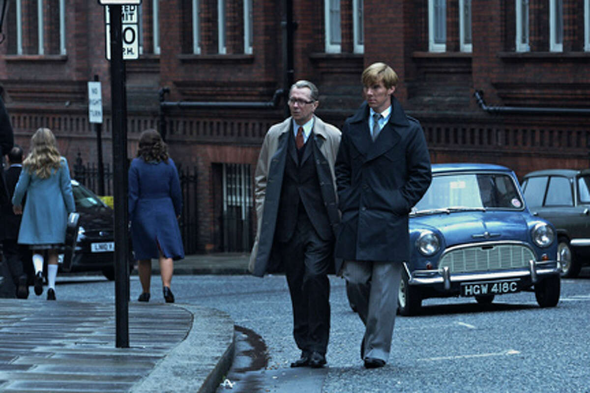 (L-R) Gary Oldman as George Smiley and Benedict Cumberbatch as Peter Guillam in "Tinker Tailor Soldier Spy."