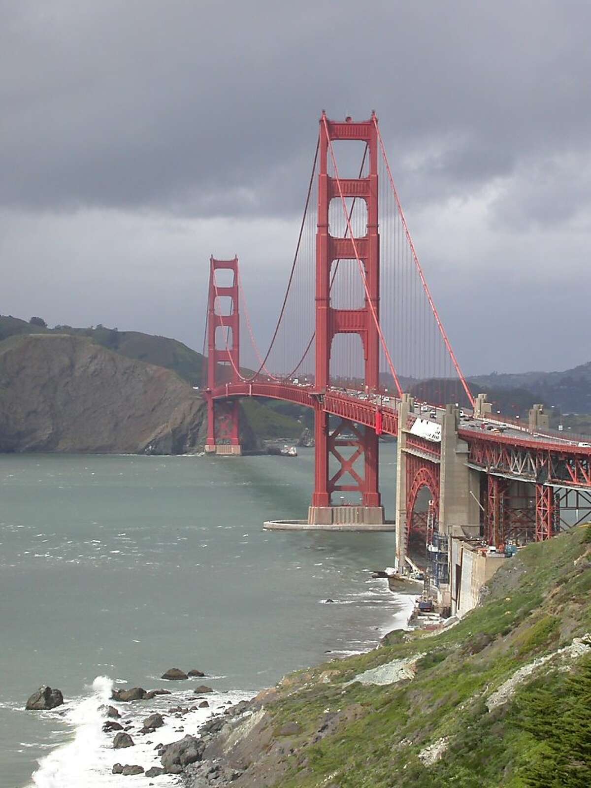 Golden Gate Bridge as seen from the Coast Trail, a short walk west from the toll plaza area. Photo: Tom Stienstra