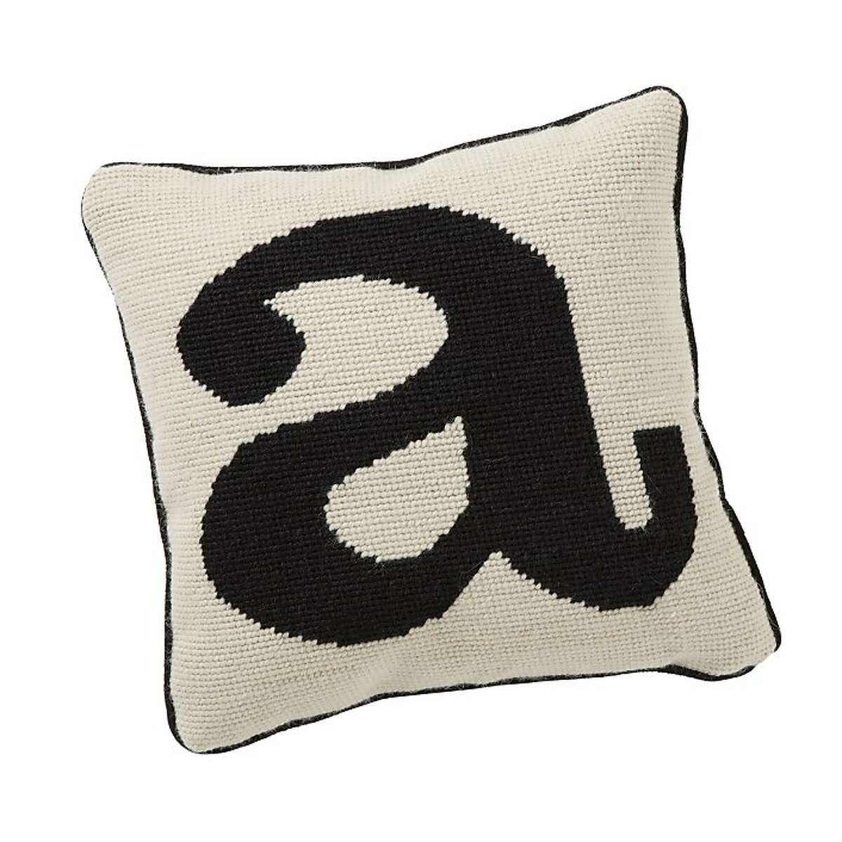 Letter pillows from Jonathan Adler, Pottery Barn