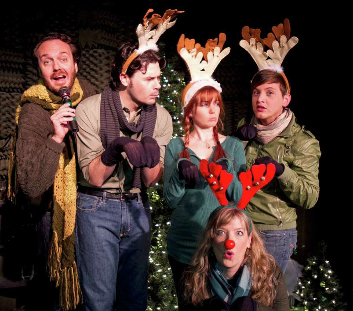 Luke Wrobel, from left, Brad Scarborough, Cay Taylor, Rebekah Dahl and Colton Berry star in Music Box Theatre's production of Fruitcakes!