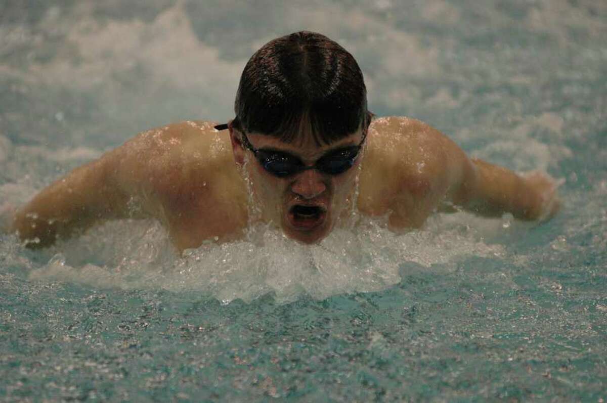 Staples' Matt Wisher competes against Greenwich Wednesday. Wisher has qualified for the Class LL meet and gives the Wreckers confidence going into their upcoming meets.