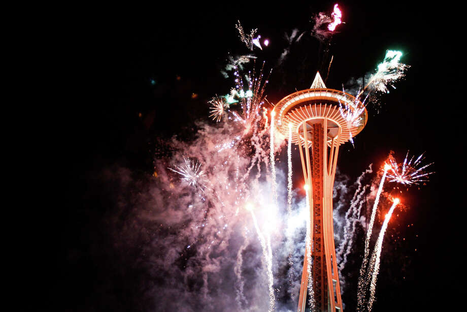 Fireworks light up the Space Needle