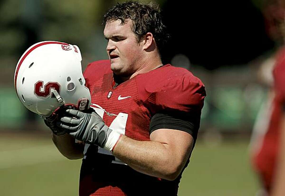 Cardinal Offensive Lineman, 74- James McGillicuddy during an afternoon practice at Stanford University in Palo Alto, Calif. on Thursday August 19, 2010.
