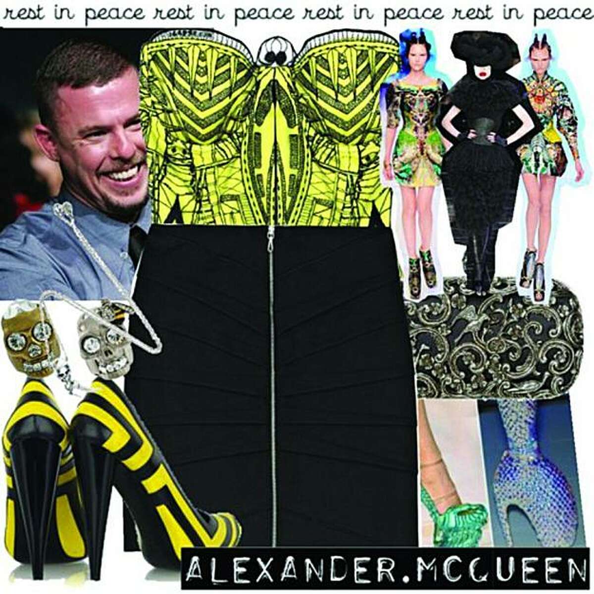 This Polyvore set, titled "RIP Alexander McQueen," was created by lalalisa.