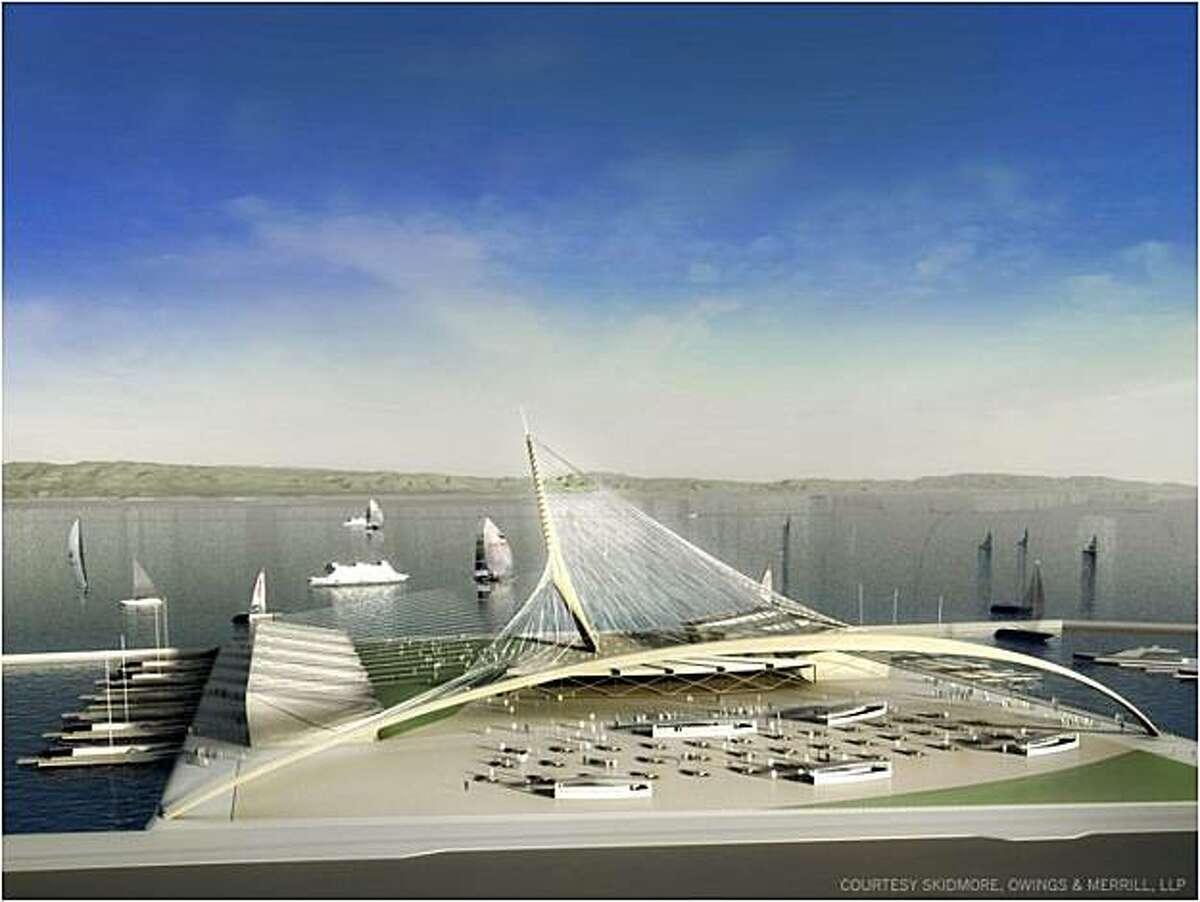 Artist renderings of Piers 30-32, now a parking lot, would be the main public area. The concession areas are shown here.