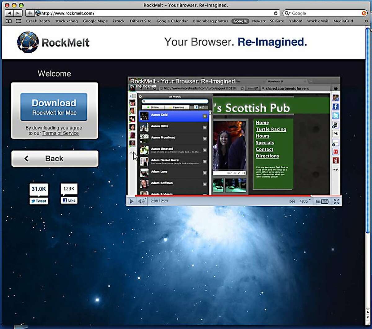 Screenshot from rockmelt.com, a Mountain View company that is launching a social web browser.