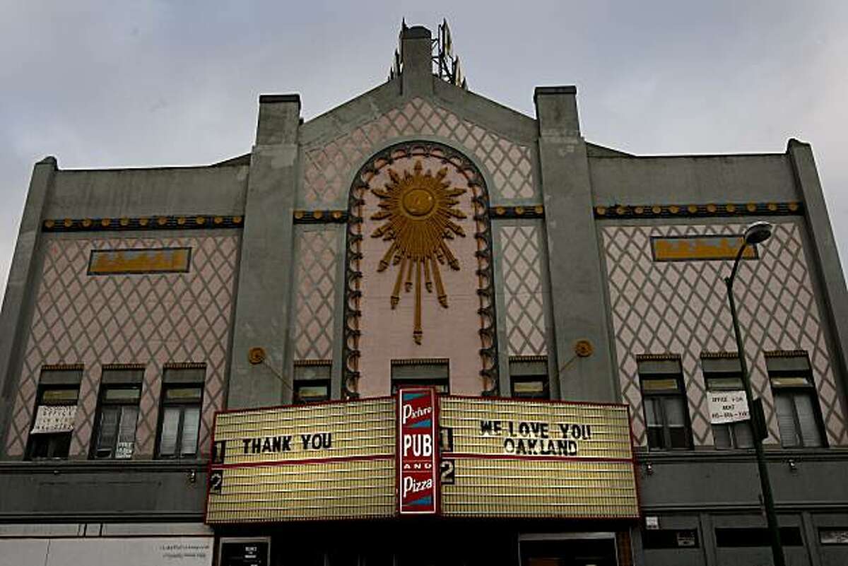 The Parkway theatre on Park Avenue in Oakland greets the Oakland community with its' billboards. Two East Bay theatres, the Parkway and Cerrito Speakeasy, closed for a time, may reopen soon.