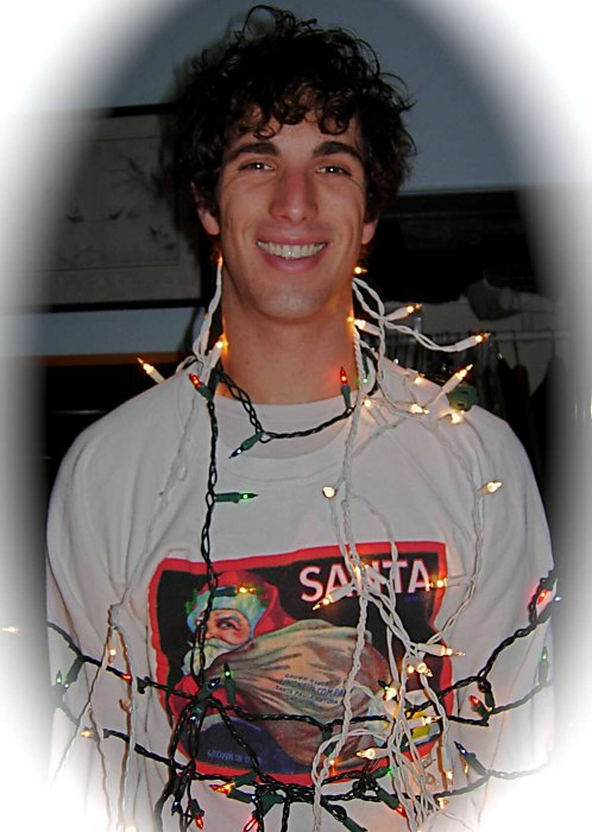 John Gibson shows his festive side during a visit home last Christmas.