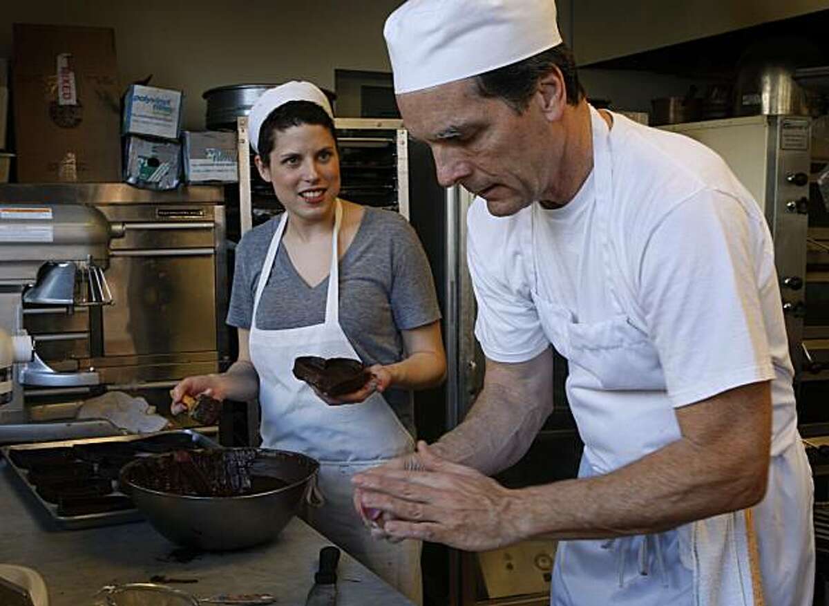 Elena Besagio-Carpenter and her father Doug Besagio work in the kitchen of their Fillmore Bakeshop in San Francisco, Calif., on Tuesday, Jan. 25, 2011.
